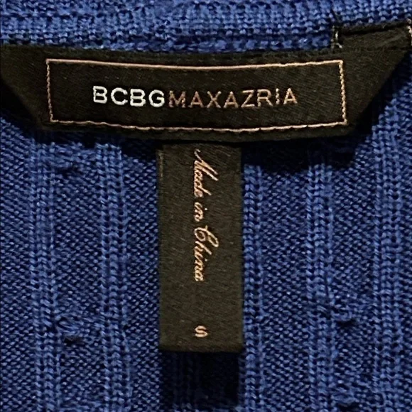 BCBGMaxAzria Cable Knit Cardigan Sweater Shawl Collar Tie Waist Blue Size Small - Picture 2 of 6